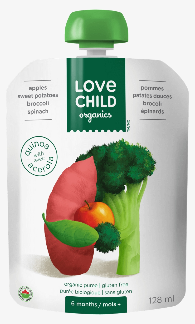 Sweet Potatoes, Broccoli Spinach - Love Child Organics Baby Food Pouch With Quinoa, transparent png