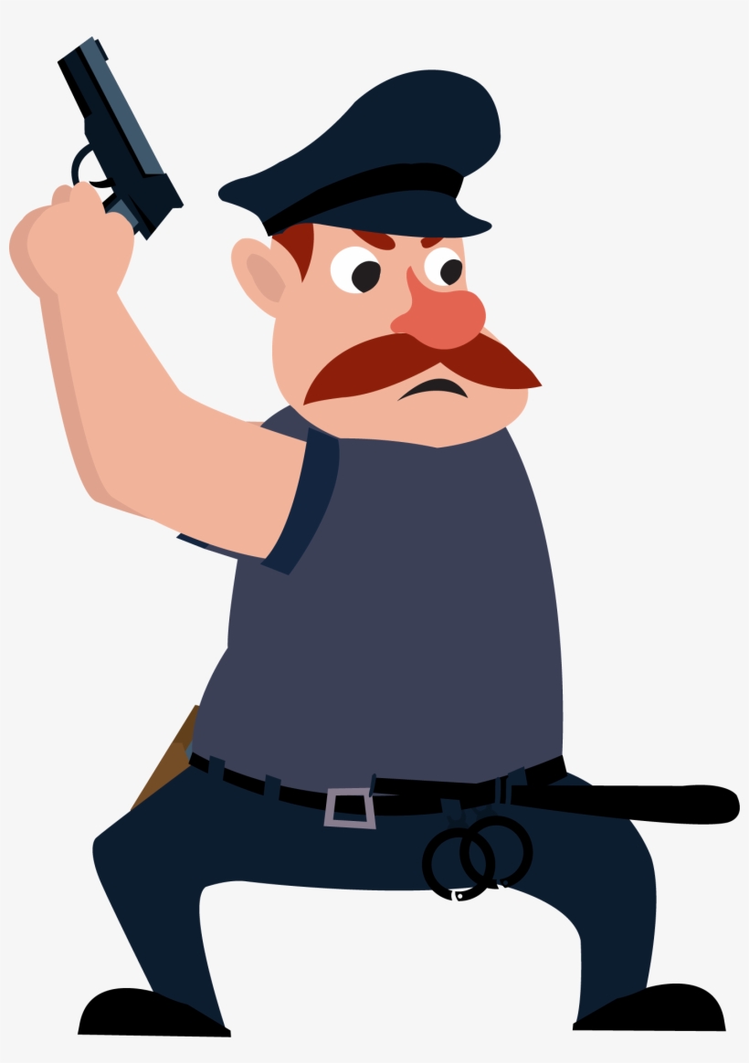 Banner Free Stock Cartoon Police Officer Icon - Police With Gun Png, transparent png