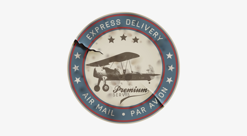 Vintage Airplane Air Mail Decal - Born 2 Fly Authentic Aviator Ornament (round), transparent png