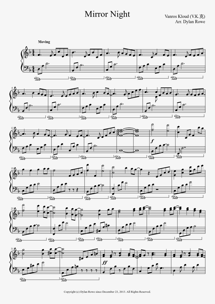 Mirror Night Sheet Music Composed By Vanros Kloud Arr Epik High Home Is Far Away Piano 827x1169 Png Download Pngkit