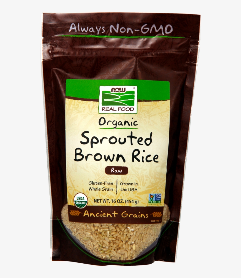 Sprouted Brown Rice, Organic - Now Foods - Organic Sprouted Brown Rice - 16 Oz., transparent png