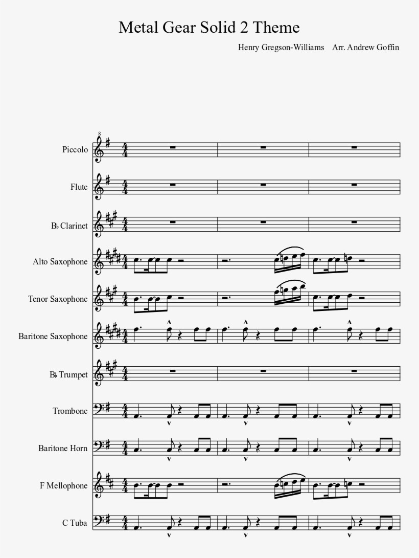 Metal Gear Solid 2 Theme Sheet Music Composed By Henry Stand Up And