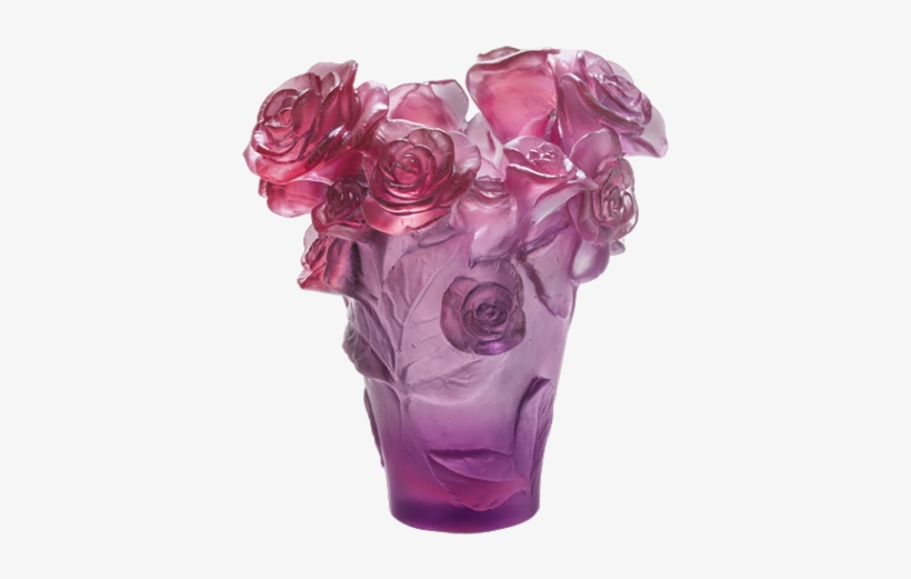 Daum Small Rose Passion Vase - Daum Crystal Red & Purple Vase, transparent png