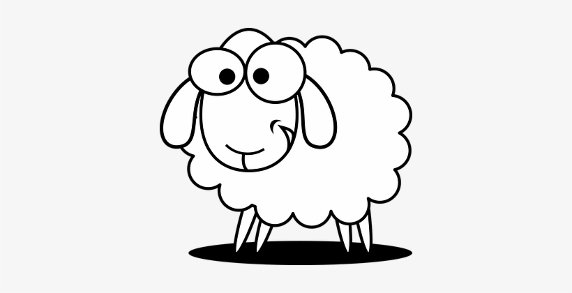 Sheep Black And White Drawn Sheep Cartoon Black And - Sheep Clipart Black And White, transparent png