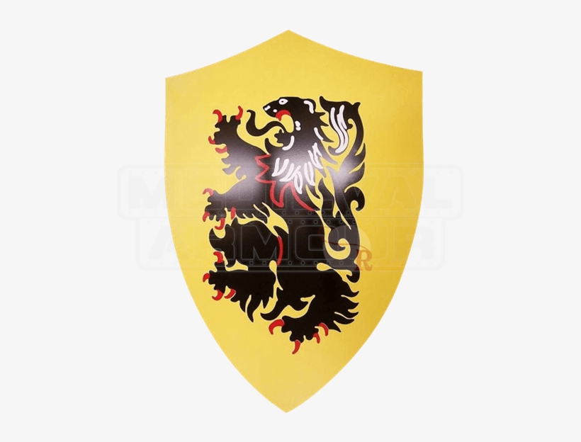 Rampant Lion Medieval Heater Shield - Armor Venue Wooden Crusader Lion Shield, Yellow, transparent png