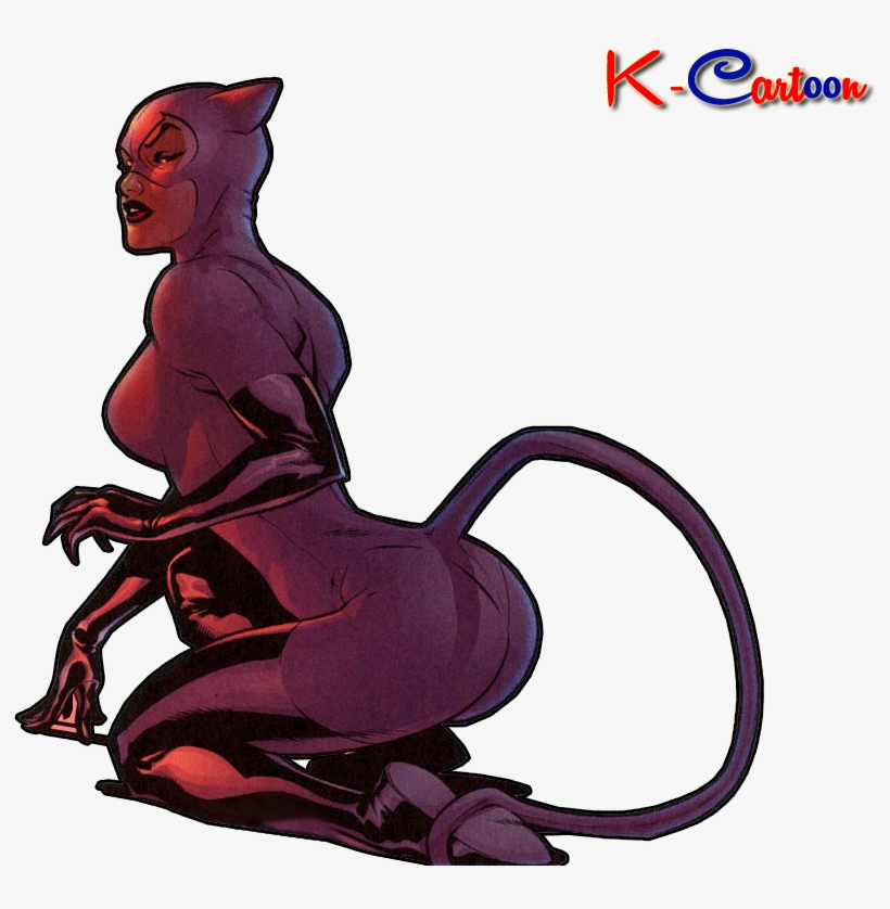 Foto Cat Women Kartun Menggunakan Pakaian Hitan Ketat - Cartoon, transparent png