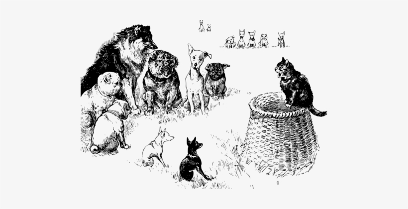 Cat Cartoon Dog Black And White Computer Icons - Holding Court, transparent png