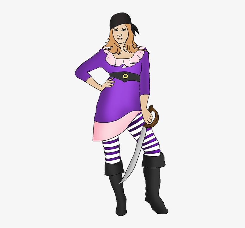 Pirate Girl Clip Art, Pirate Girl Purple With Sable - Clip Art, transparent png