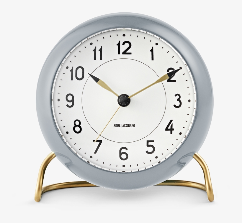 Station Table Clock H12 Grey White Station - Arne Jacobsen Aj Station Table Clock With Alarm, Green/white, transparent png