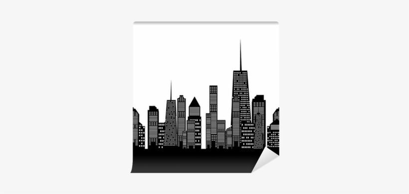 Vector Illustration Of Cities Silhouette Wall Mural - Skyline Cutout, transparent png