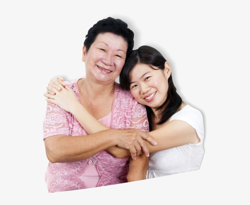 Asian Caregiver Hugging An Elderly - Hug, transparent png