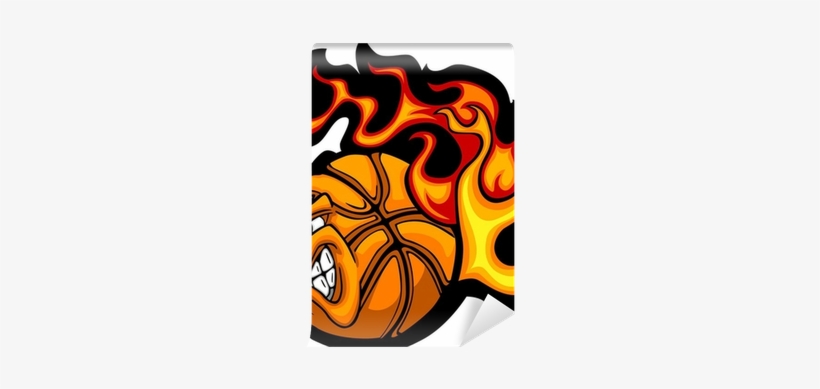 Basketball Flaming Ball Face Vector Image Wall Mural - Ball Logo Design Basketball, transparent png