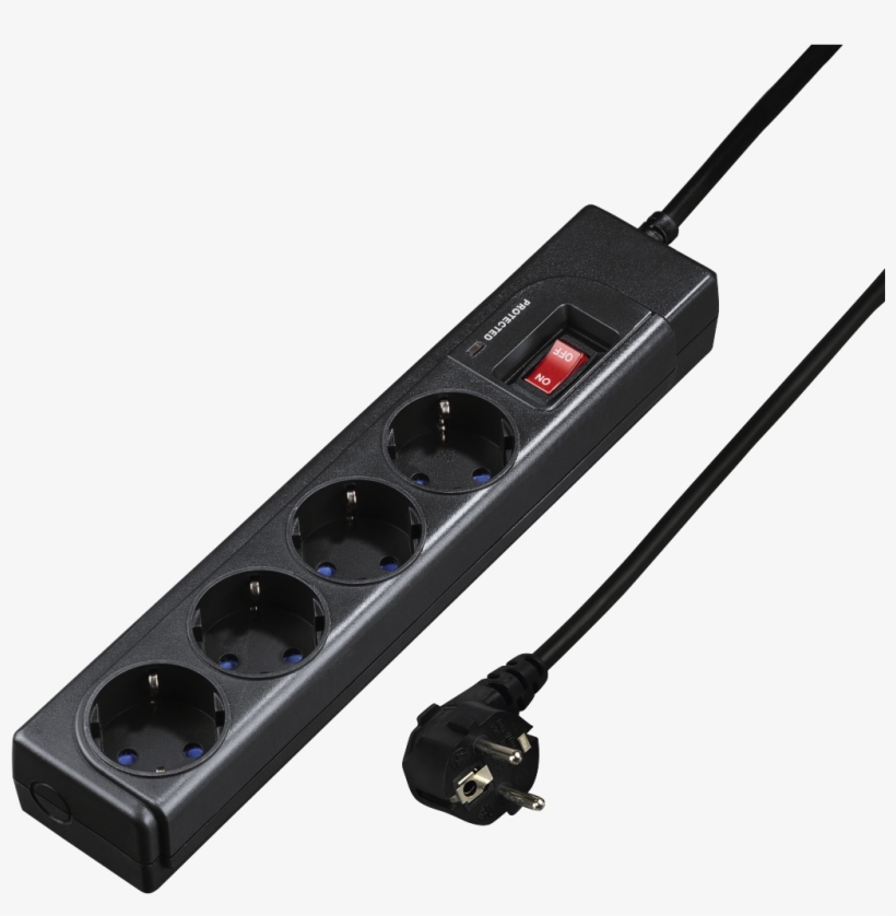 "protection" 4-way Power Strip, Black - Power Strip, transparent png