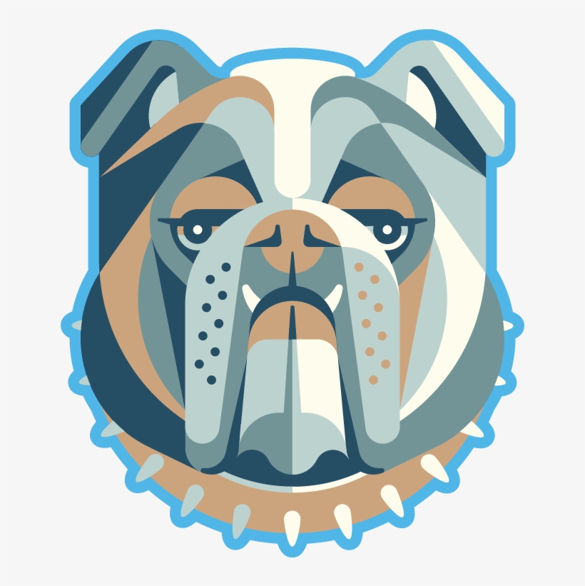 English Bulldog Sticker Neon Blue Golden Doodle T Shirts - Bulldog Face For Men And Women Mugs, transparent png