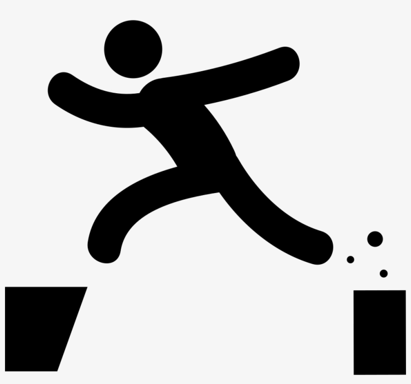 Man Jumping With Opened Legs From One Point To Other - Jumping Icon, transparent png