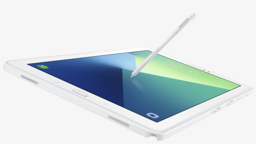 White Galaxy Tab A With Stylus, transparent png