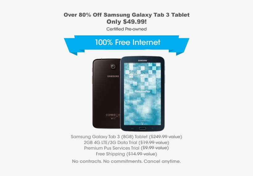 **deal Alert** Get 100% Free Lte Internet Talk And - Freedompop 7" Galaxy Tab 3 8gb Lte Bl Cpo, transparent png