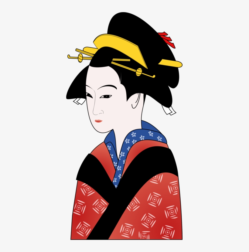 Japanese Clothing Kimono Drawing Art - Geisha I Love Japan Culture T Shirt Tees, transparent png