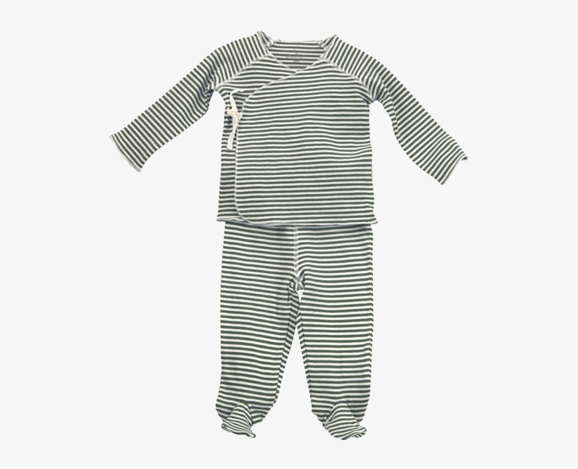 Organic Cotton Kimono Top & Footed Pant Set, Olive - Romper Suit, transparent png
