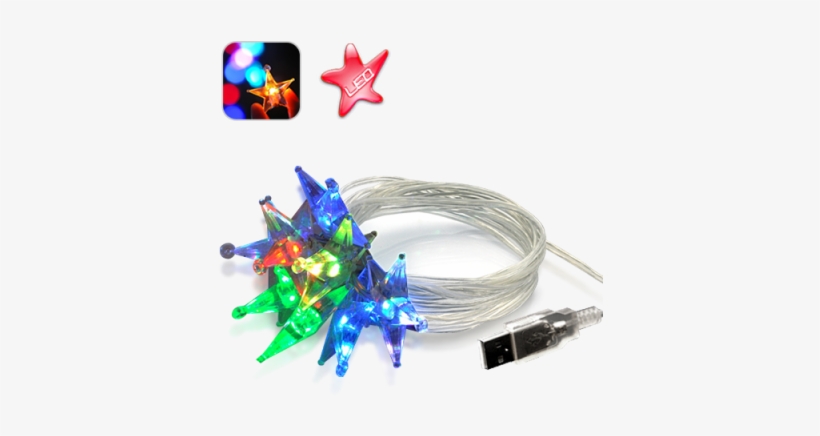 Crystal Sparkling Color Led Stars - Usb, transparent png