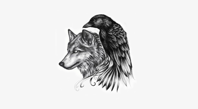 Eagle And Wolf Tattoos Png Png Images - Wolf Raven Tattoo, transparent png