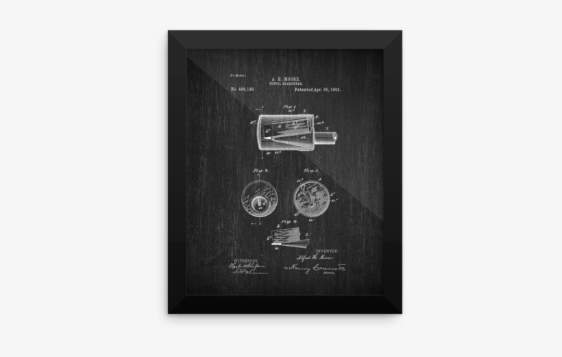 Pencil Sharpener Print, Framed - Monochrome, transparent png