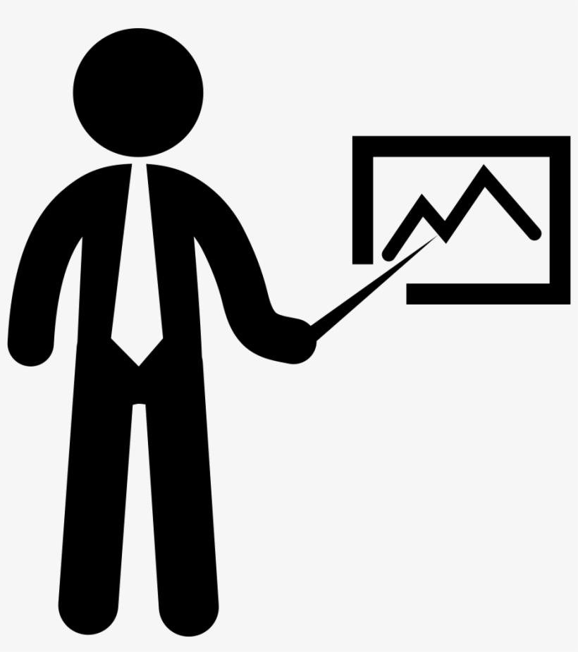 Business Man Pointing A Stats Graphic Comments - ิี Business Icon Png, transparent png