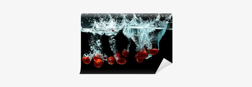 Strawberry Fruit Splash On Water Wall Mural • Pixers® - Strawberry, transparent png