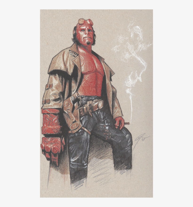 Phone - Hellboy Drawing Cigar, transparent png