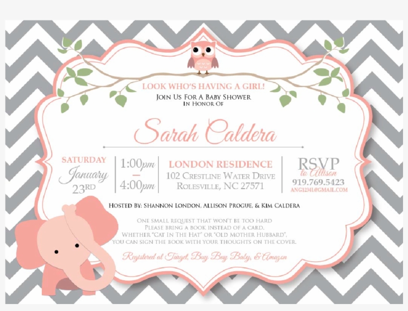Chevron Elephant Baby Shower Invitation - Gold Beige Chevron Background, transparent png