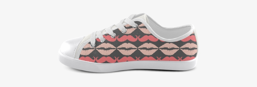 Pink Gray Hipster Mustache And Lips Canvas Kid's Shoes - Skate Shoe, transparent png