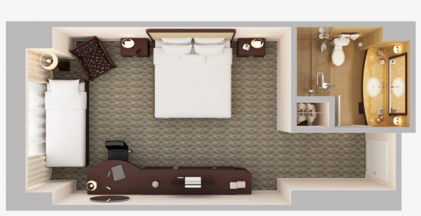 Bed Side View Png King Bed With R - Hotel Bed Top View, transparent png