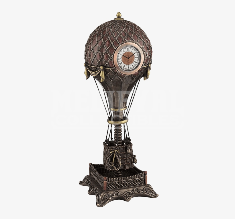 Steampunk Hot Air Balloon Clock, transparent png