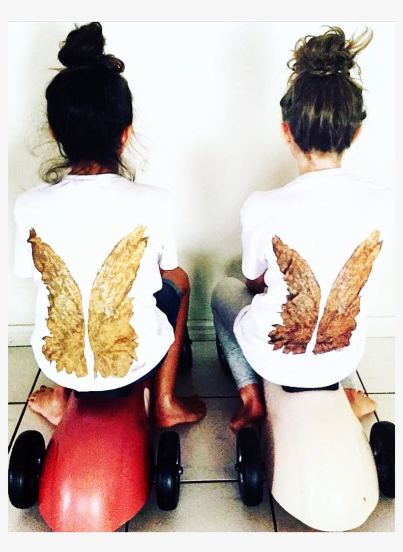 Gold Angel Wings Tee In White - Gold, transparent png