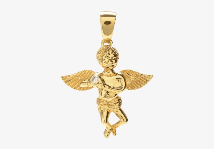 Pendant 0020 Angel Cz Grande 593b2162 9247 4ec2 Bab4 - Gold Crucifix Necklace, transparent png
