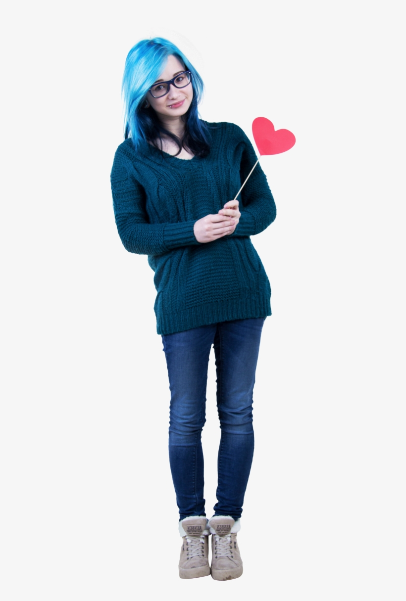 Young Happy Woman Hold Heart Png Image - Sweater, transparent png
