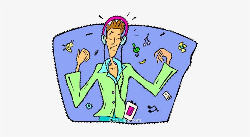 Listening To Walkman Royalty Free Vector Clip Art Illustration, transparent png