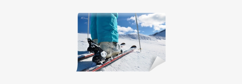 Woman's Legs In Ski Boots, Standing On Skis Wall Mural - Snow Ski Boots, transparent png