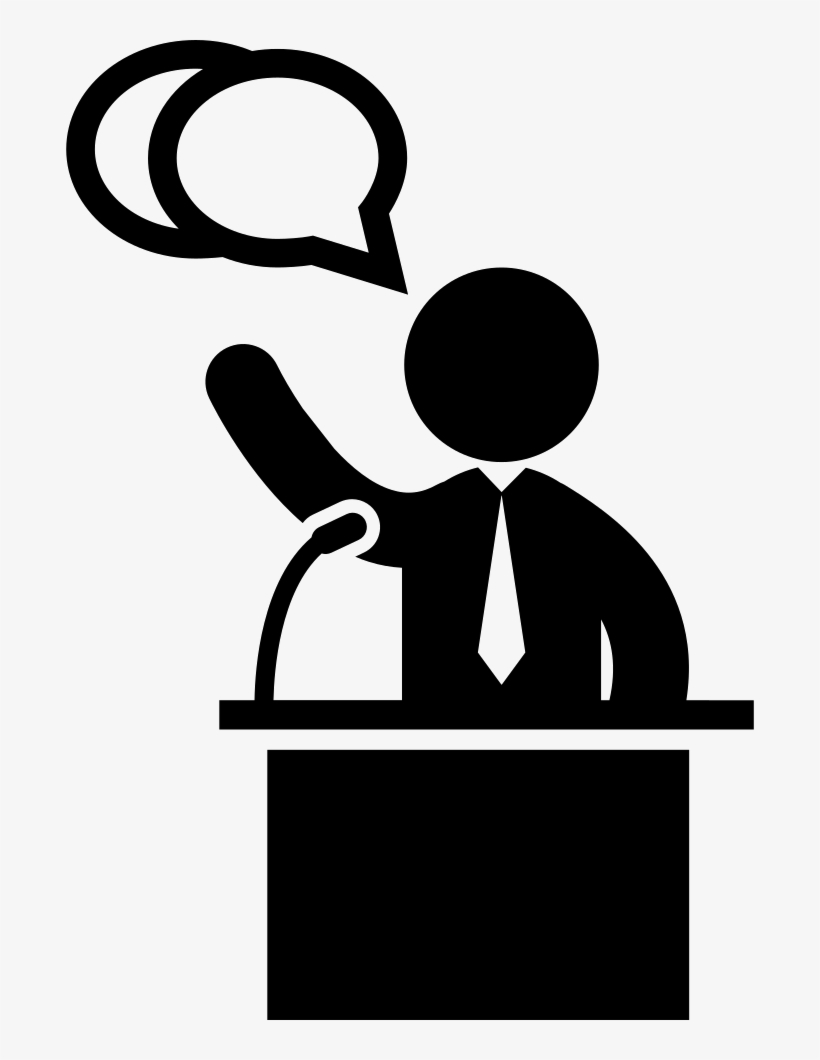 Man Talking On A Lecture By Microphone Comments - Presenter Icon, transparent png