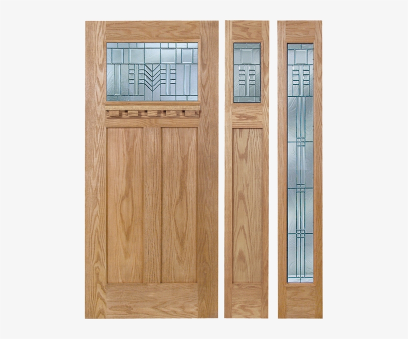 Craftsman Design Oak Wood Door With Beveled Glass - Beveled Glass, transparent png