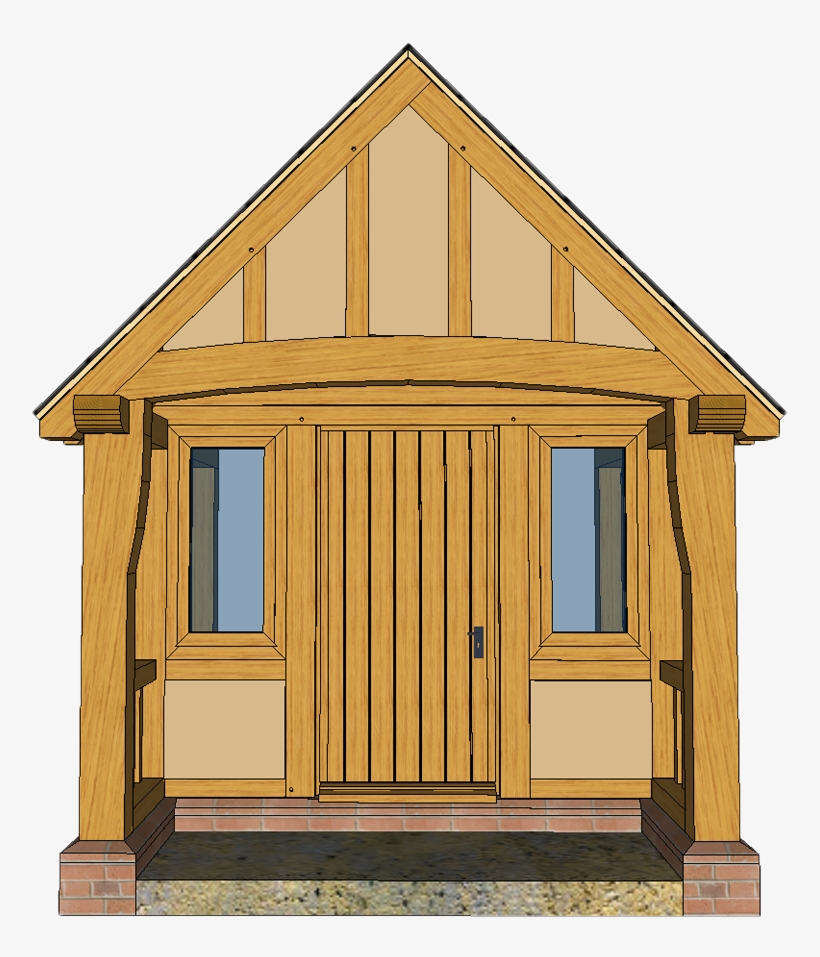3d Front Of Large Oak Porch With Jowl Posts - Shed, transparent png