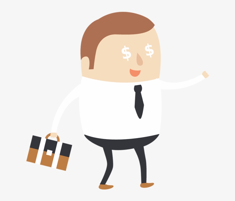 Businessman Greedy With Money Eyes - Illustration, transparent png