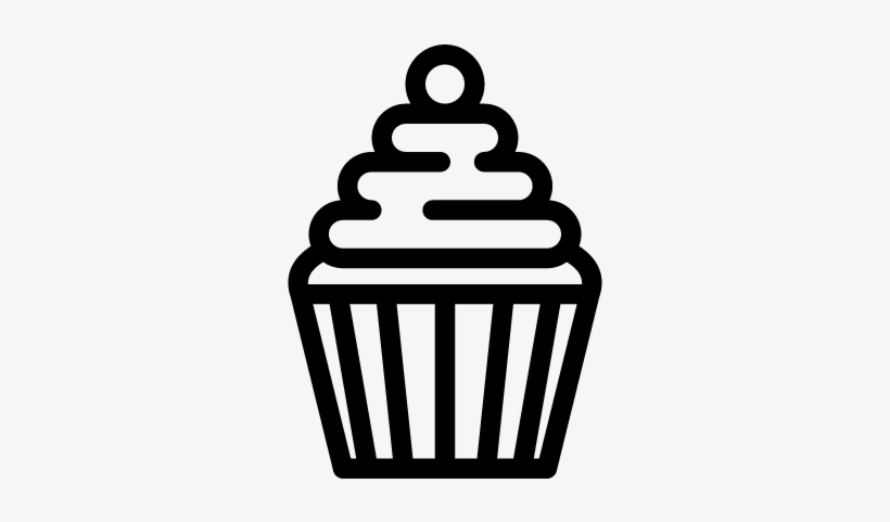 Big Cupcake With Cherry Vector - Frozen Yogurt Outline, transparent png