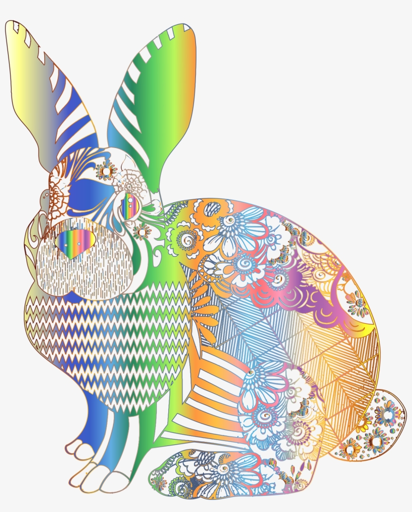 This Free Icons Png Design Of Chromatic Floral Rabbit, transparent png