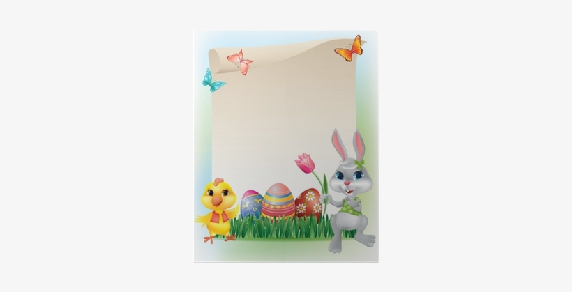 Easter Background With Bunny And Chicken Poster • Pixers® - Easter, transparent png