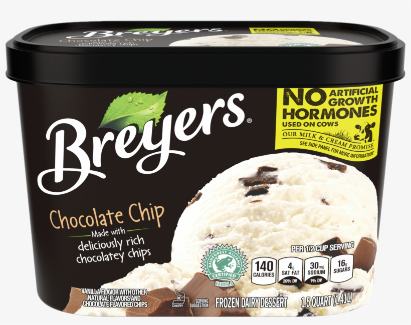 A 48 Ounce Tub Of Breyers Chocolate Chip Simple Pack - Breyers Vanilla Ice Cream, transparent png