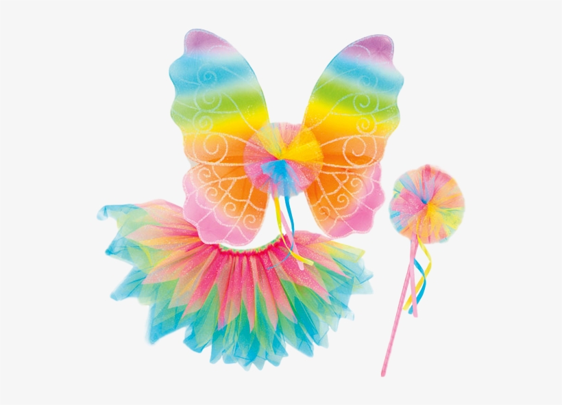 Rainbow Wings, Wand And Tutu Set - Ensemble Arc-en-ciel Tutu Ailes Et La Baguette, transparent png
