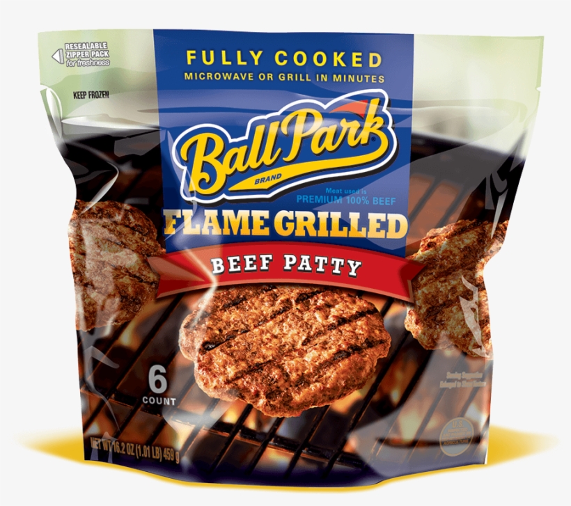 Ball Park Fully Cooked Refrigerated Beef Burger Patties - Ballpark Patties, transparent png