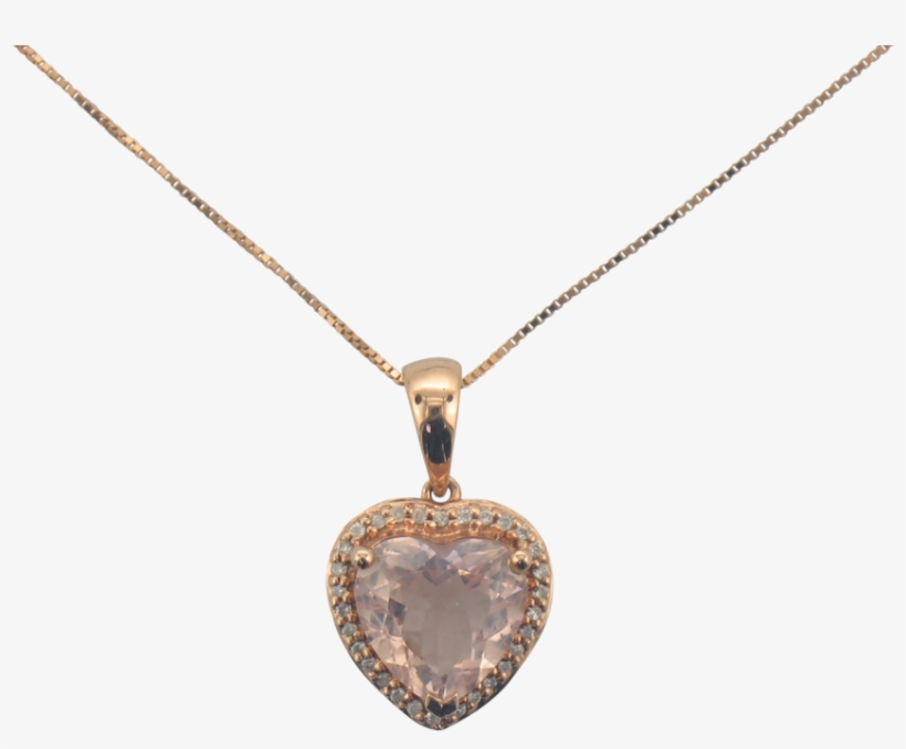 14k Rose Gold Morganite Heart And Diamond Necklace, transparent png