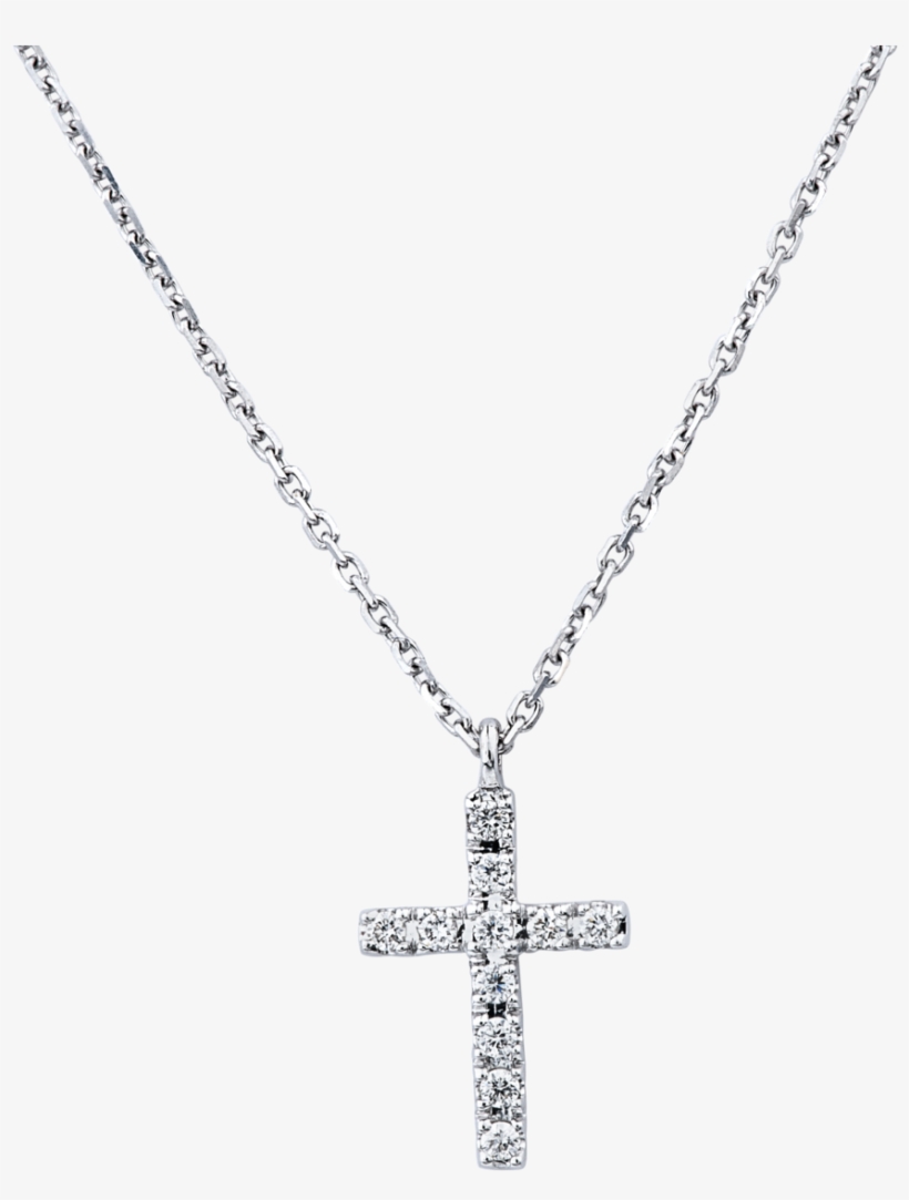 14k White Gold Diamond Cross Necklace - Necklace, transparent png